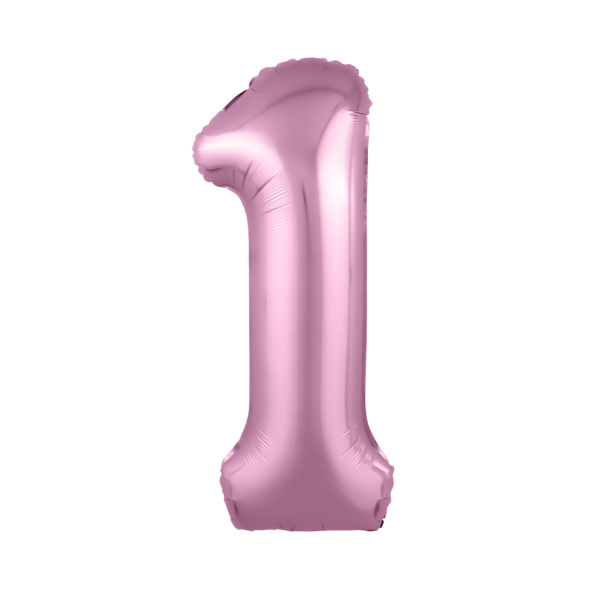 Шар (40''/102 см) Цифра 1, Slim, Фламинго