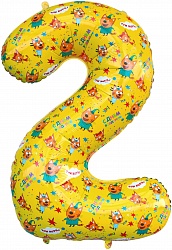 Шар (34''/86 см) Цифра 2, Три Кота, Желтый