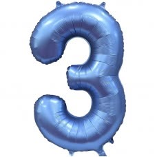 Шар - Цифра "3" / Three цвет синий, сатин