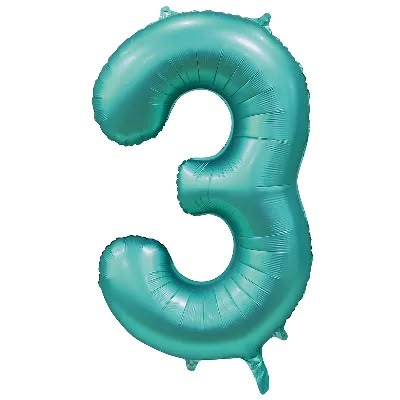 Шар цифра "3", 102см Сатин Teal