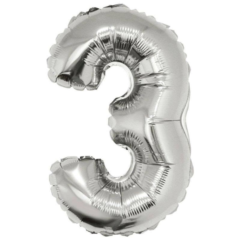16" Фигура Цифра Серебро "3"