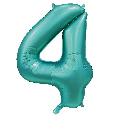 Шар цифра "4", 102см Сатин Teal