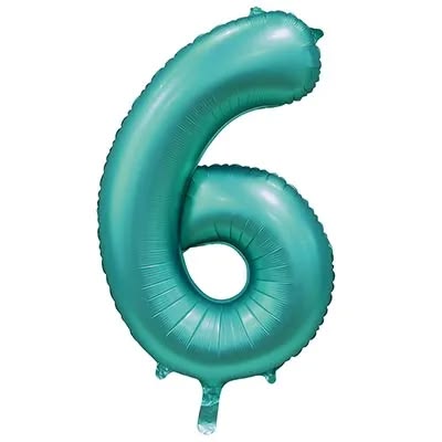 Шар цифра "6", 102см Сатин Teal