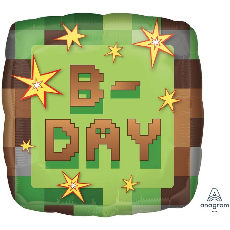18" TNT Party B-DAY Пиксели квадрат