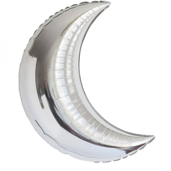 Фольгированный Шар (35''/89 см) Фигура, Полумесяц, Серебро