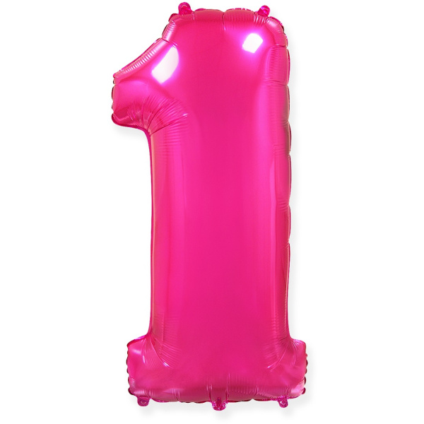 Фольгированный шар Цифра 1 (40''/102 см), Фуксия (Фуше)