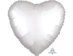 Фольгированное сердце 18" (46 см) White Сатин