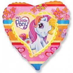 Фольгированное сердце 18" (46 см) красное с пони My Little Pony