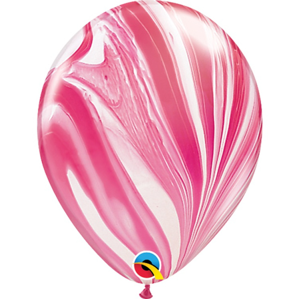 Латексный шар 11" (28 см) Супер Агат Red White | Qualatex®